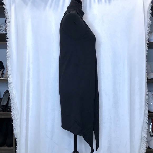 ZARA Trafaluc Collection Mock Neck Sleeveless Asymmetric Slit Black Dress S - Picture 4 of 7